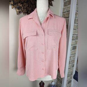 NWOT Black Label By C'est Toi Pink Collared Long Sleeve Button Up Shirt Small